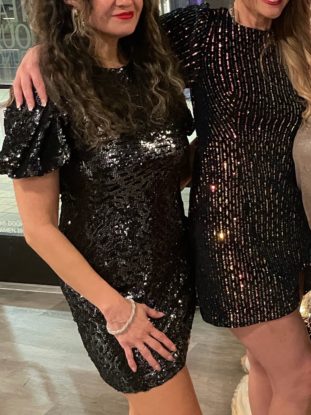 Topshop Black Sequin Puff-Sleeve Mini Dress